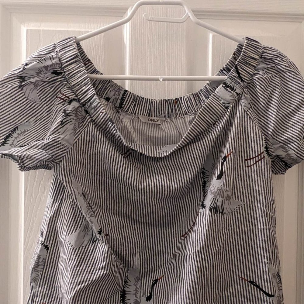 ONLY Striped Off The Shoulder Top
